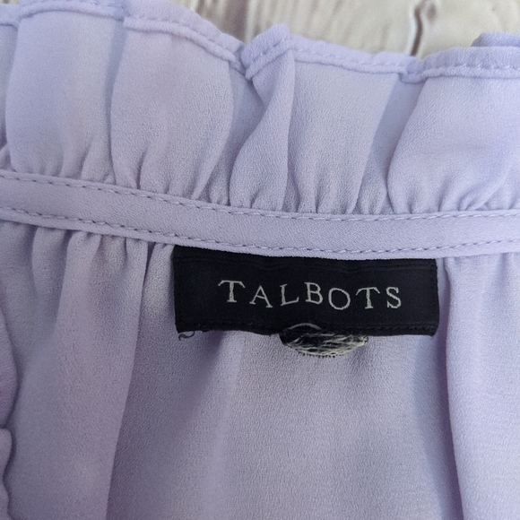 🌸Buy 1 Get 1 Free🌸 Talbots Purple Ruffled Shirt Medium🌸 - Picture 6 of 7